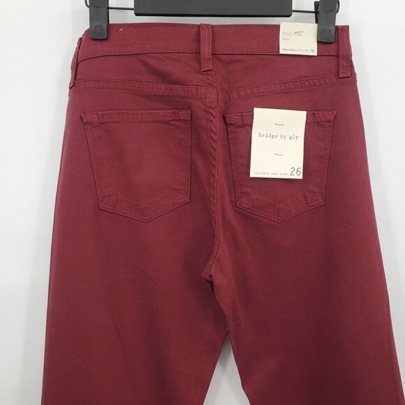 Bridge By Gly Mid Rise Flare Jeans Solid Stretch Women Size 28 Red NWT - Picture 5 of 14